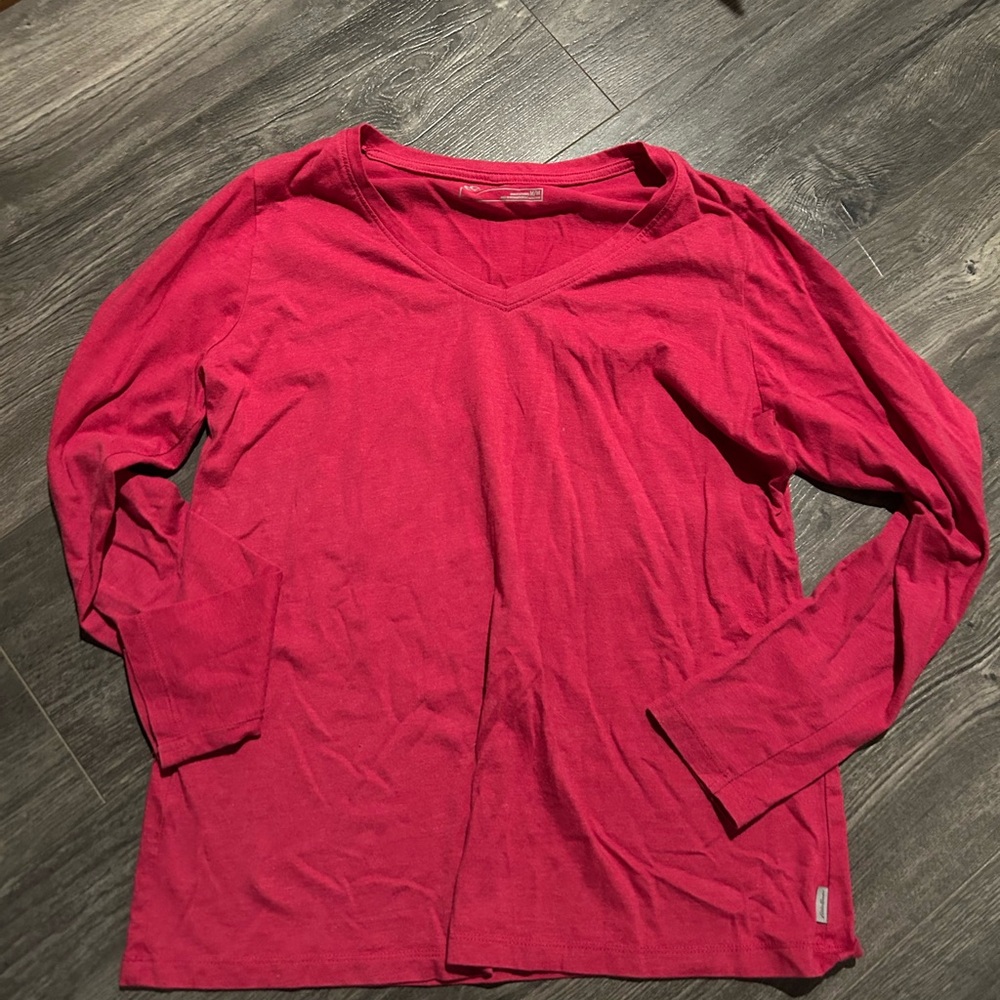 Eddie Bauer Women's Long Sleeve V-Neck Top - Red